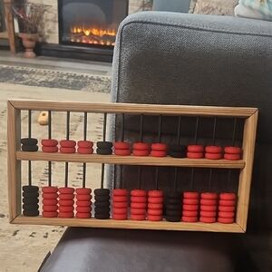 Classic Wooden Abacus with Red and Black Beads